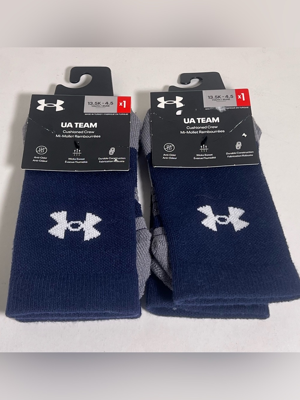 Under Armour UA Team Cushioned Crew Socks - Navy (Youth)